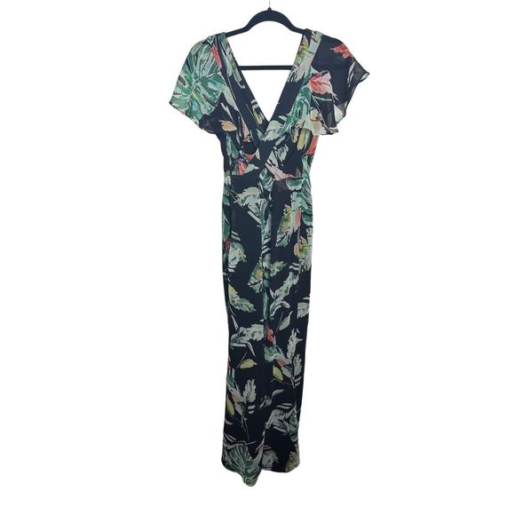 Adelyn Rae Floral Black Flutter Sleeve Lightweight Jumpsuit Romper Sz XS Women's - Picture 4 of 10